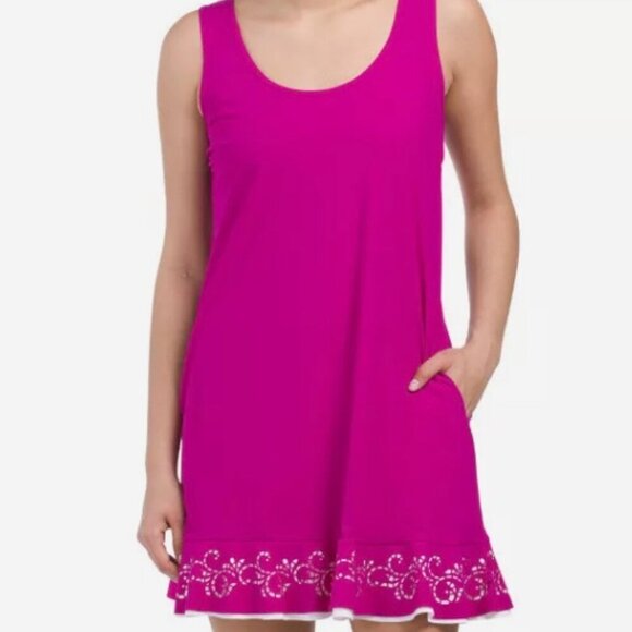 NWT Profile Gottex Fuscia Laser Cut Swimsuit Dress XL - Picture 1 of 8